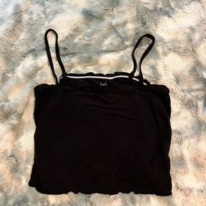 PacSun Ribbed Cropped Black Tank Top